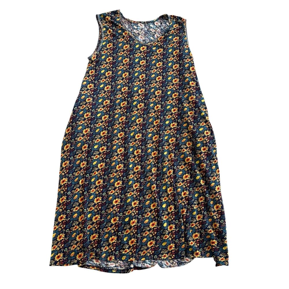 Natural Life Hangout Cotton Midi Dress in Olive Navy Floral Size L/XL